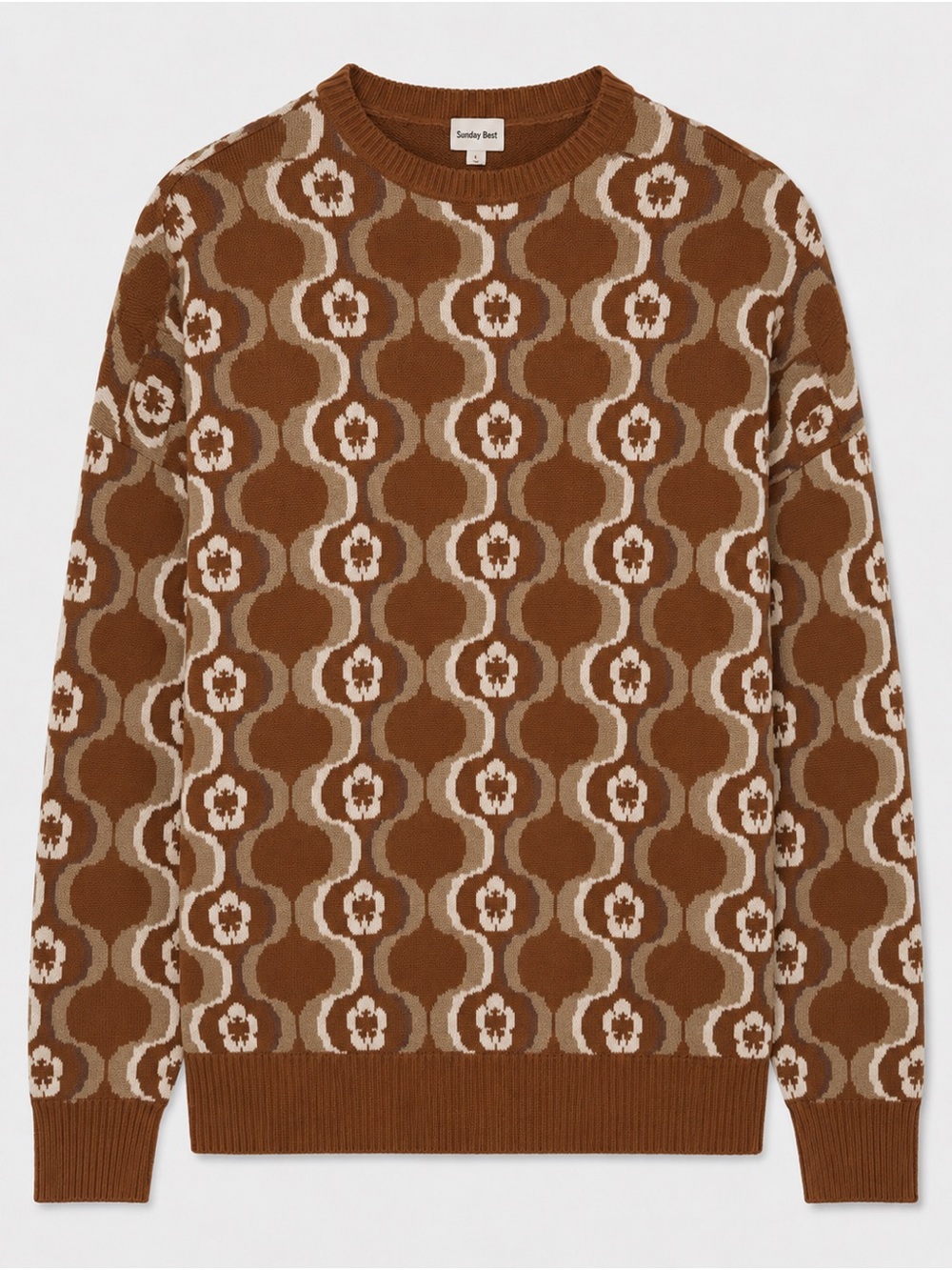 Aritzia Sunday Best Peggy Sweater — Retro Geometric Floral Jacquard, Size 3